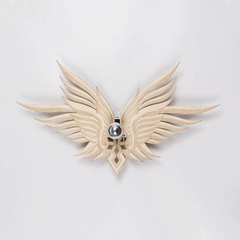 Houten gesneden adelaar muurlamp Noordelijke enkele beige/goud/koffiemuur sconce verlichting voor zitkamer