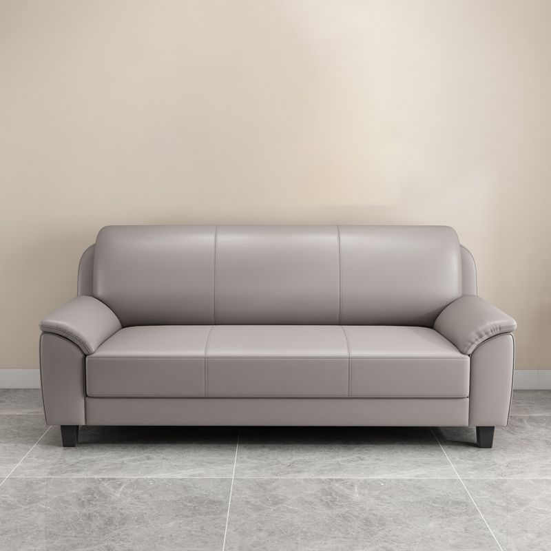 Contemporary Faux Leather Sofa Wood Frame Pillow Top Arm Sofa