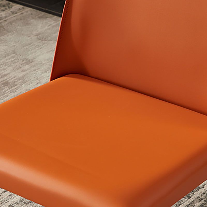Modern Metal Dining Chair Leather Armless Dining Room Chair for Home Use