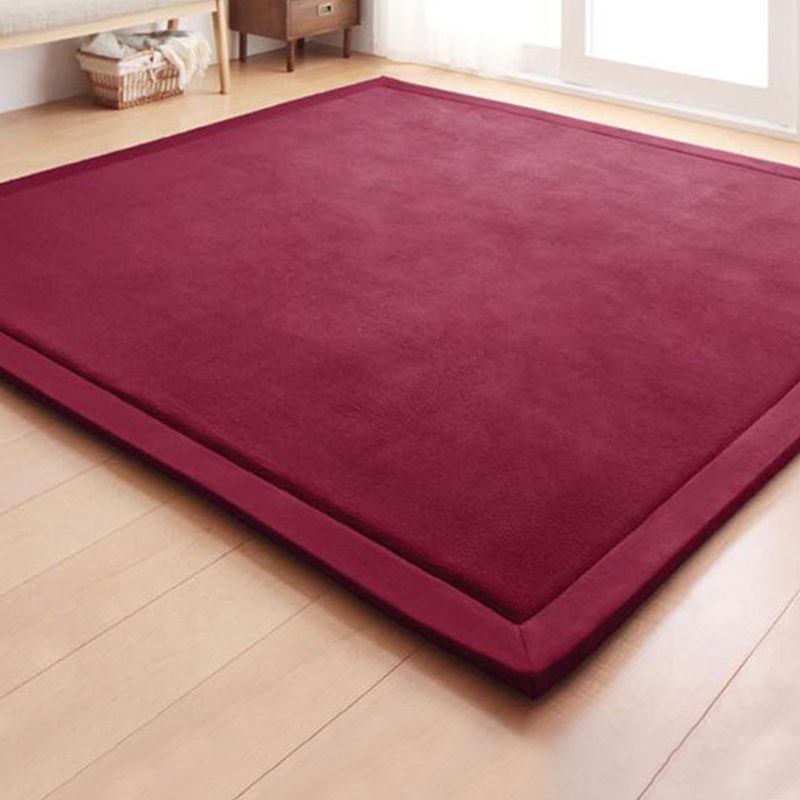 Fancy Living Room Carpet Solid Color Polyester Area Rug Stain Resistant Area Rug