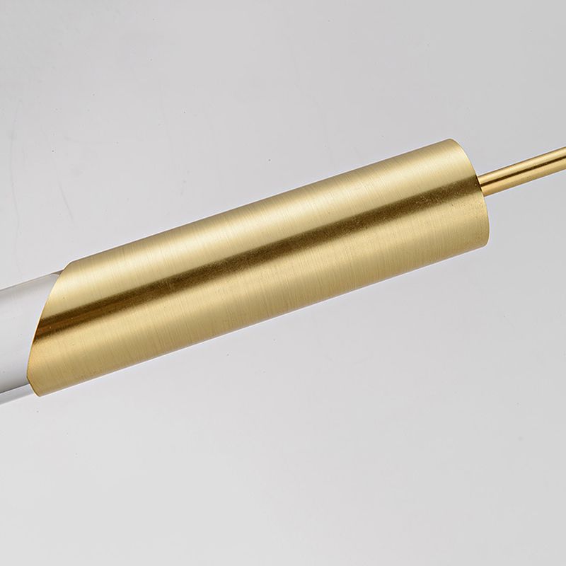 Modern Creative Cylindrical LED Pendant Light Electroplate Metal Hanging Lamp with Acrylic Shade