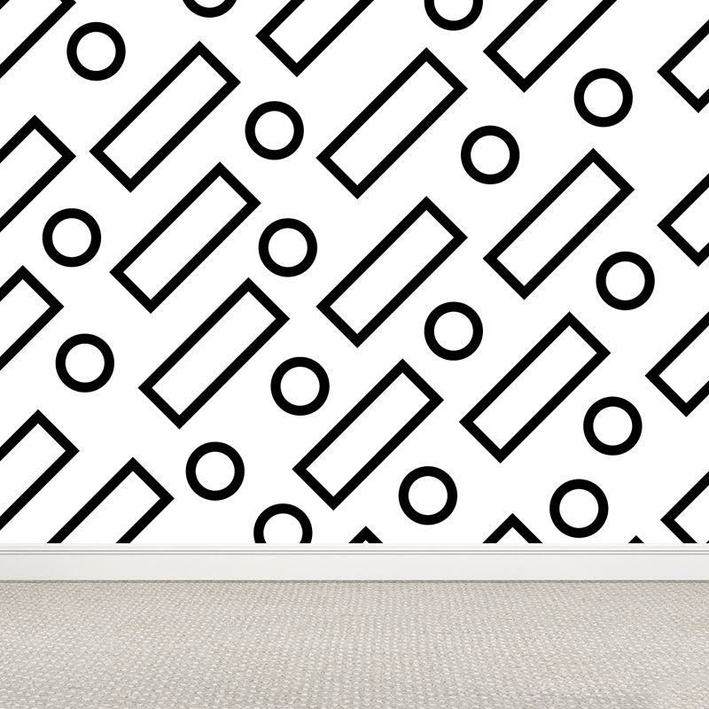 Black and White Geometric Mural Decal Waterproofing Modern Kids Bedroom Wall Decor