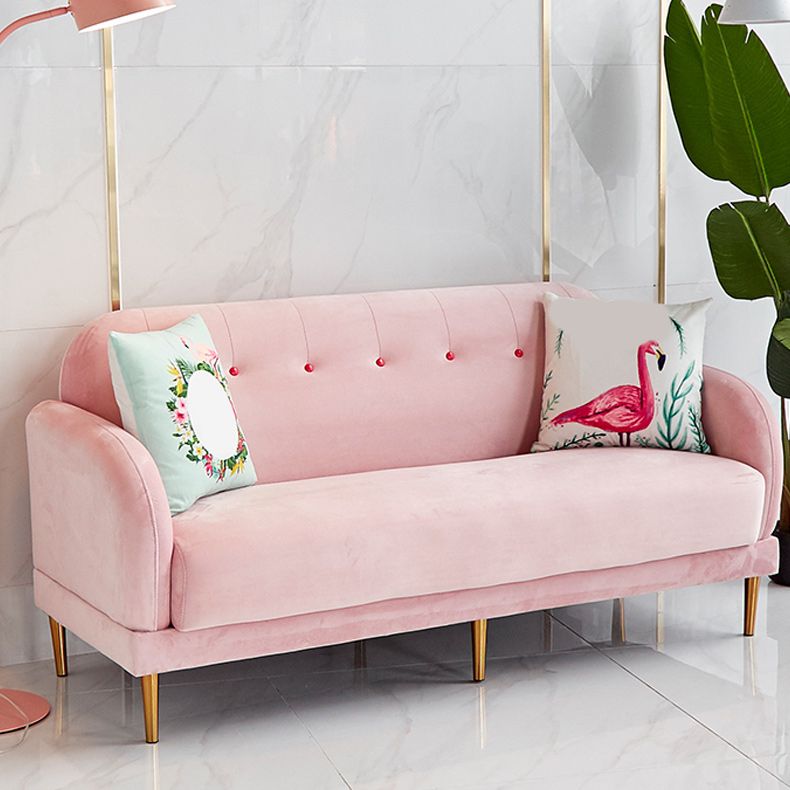 Contemporary 34.25" H Solid Color Velvet Square Arm Sofa for Living Room