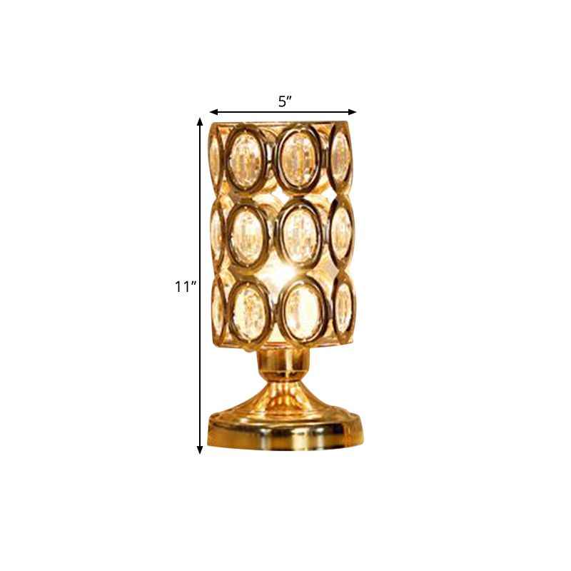 Modernisme 1 Tableau de bulbe Lumière avec une teinte incrustée en cristal Gold Facered / Cylinder Lampe