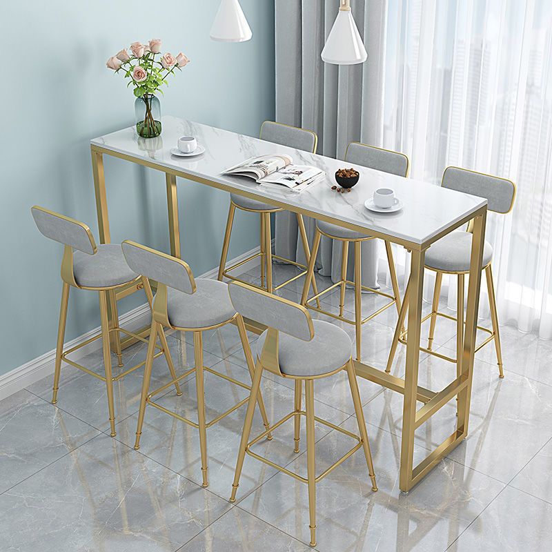 Rectangular Bar-height Table Stone Top Bistro Pub Table for Patio Use