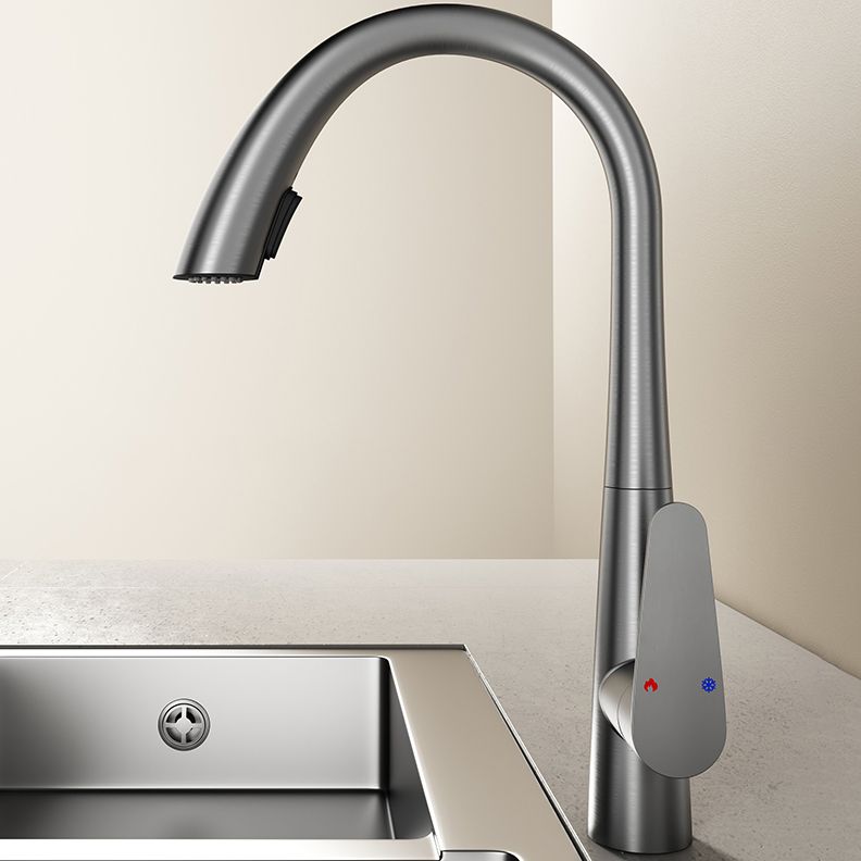 Modern Kitchen Faucet High Arc Swivel Spout with Pull Out Sprayer