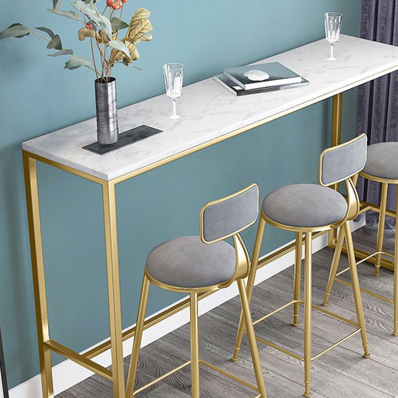 Scandinavian Style Counter Stool Velvet Round Bar Stool with Footrest