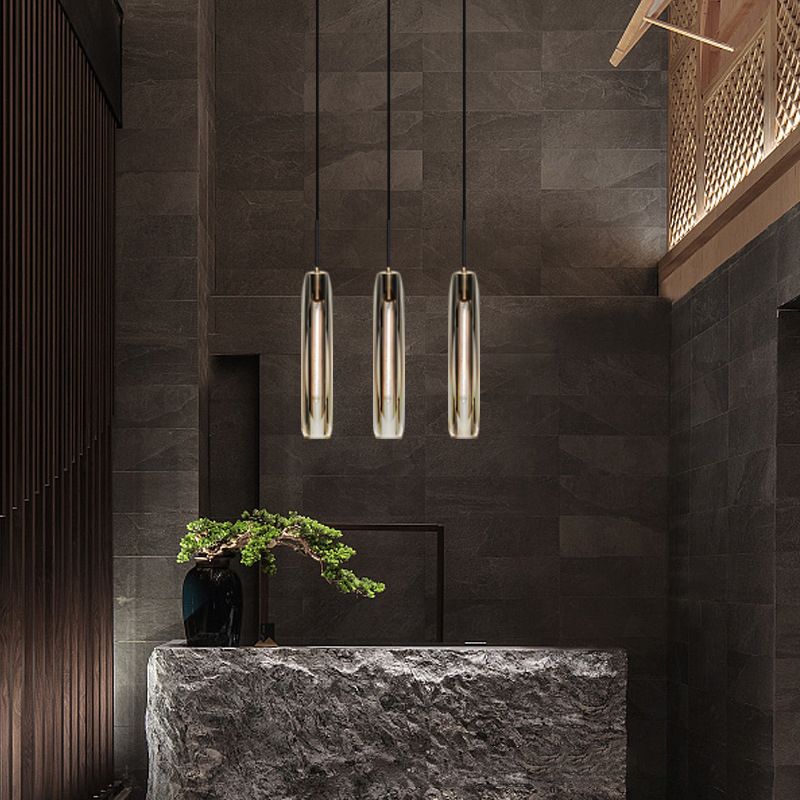 Modern Minimalist Cylindrical Shape Pendant Light Crystal Clear Suspension Light  for Living Room