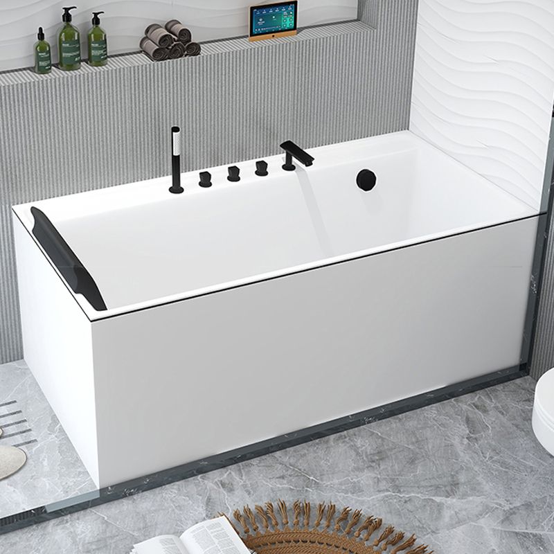 Modern Acrylic White Bathtub Rectangle Back to Wall with Drain Bath Tub