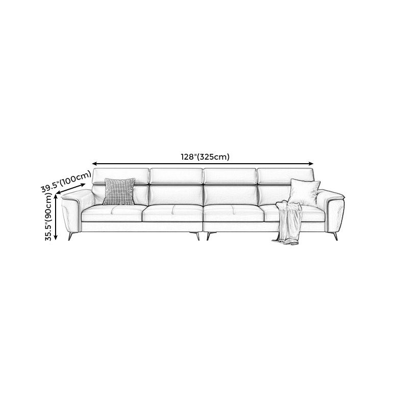 Grey Genuine Leather High Back Pillow Top Arm Sofa/Sectional with Wear-resisting