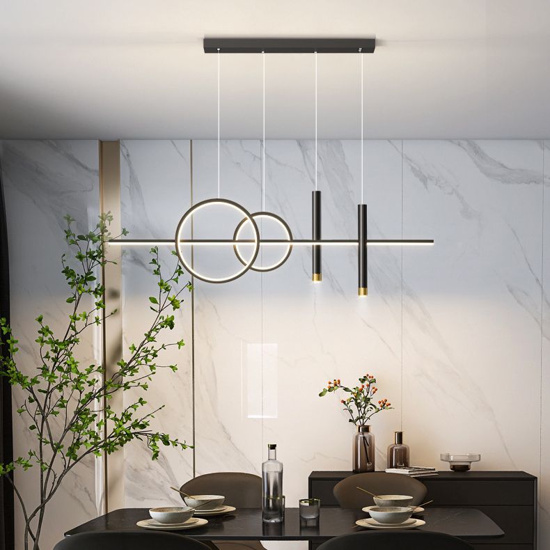 Linear Island Pendant Light Modern Style LED Metal Island Ceiling Light for Dinning Room