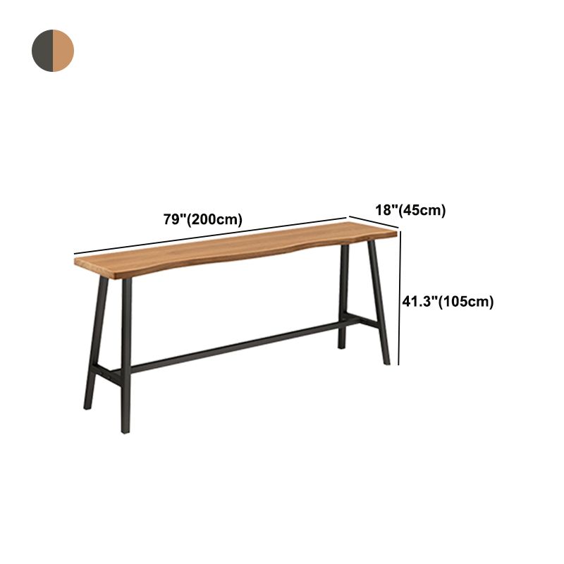 Brown Modern Style Table Solid Wood and Iron Balcony Bar Table