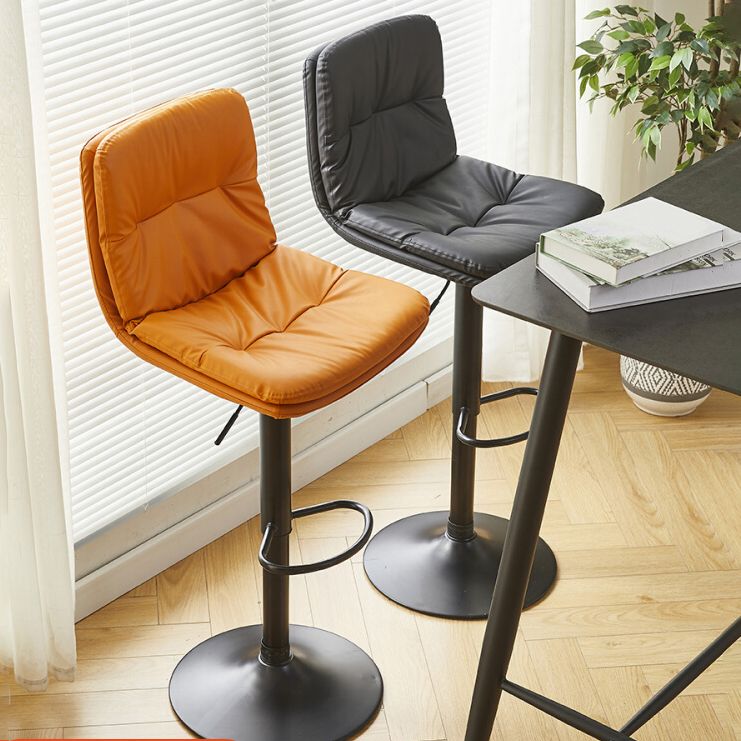 Industrial Backrest Armless Counter Stool Adjustable Cafe Bar Stool with Cushion