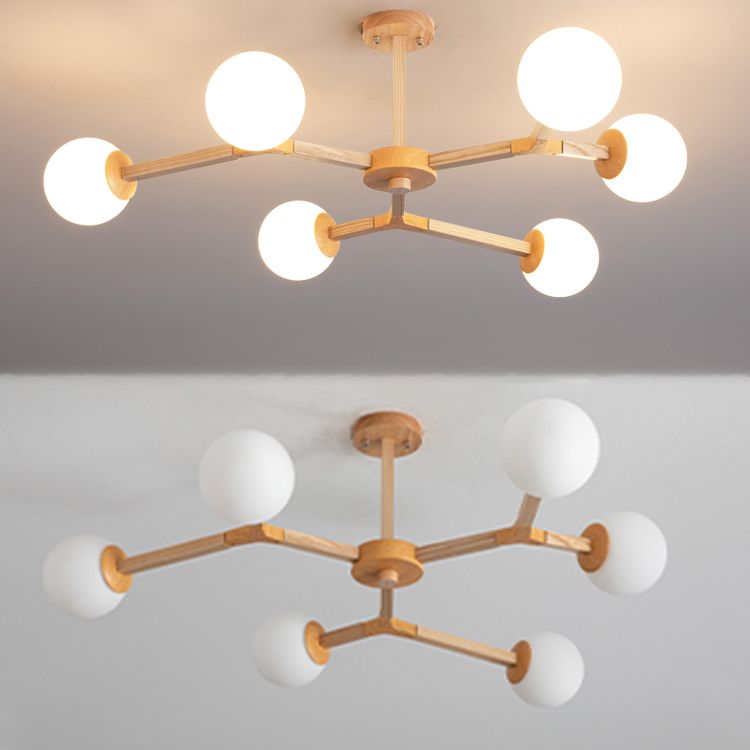 Holzkugel geformt Kronleuchter Anhänger Leicht moderne Deckenheizlicht in Holz