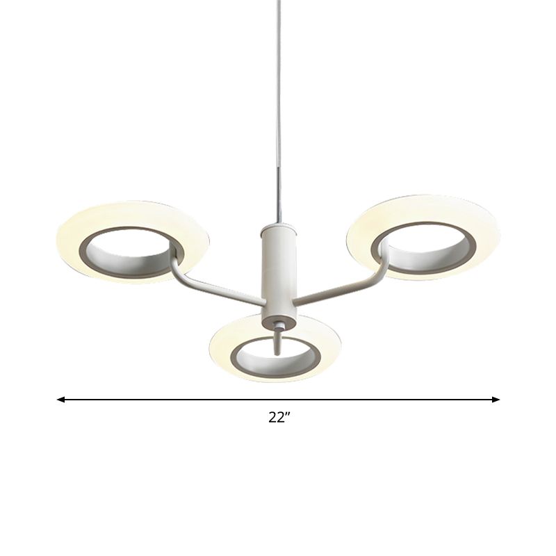 Black/White/Brown Donut Hanging Lamp Kit Modern 3/4-Head Acrylic Chandelier Pendant in Warm/White Light