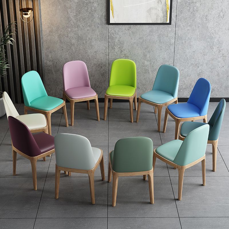 Chaise d'appoint scandinave avec dossier Parsons, chaise de salle à manger sans accoudoirs en bois