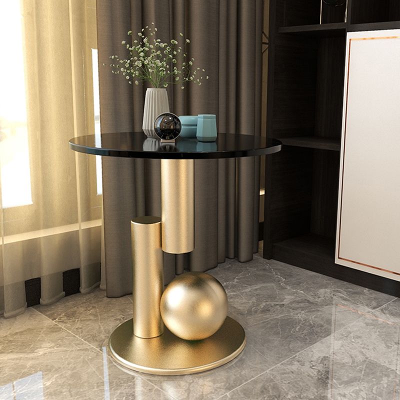 Contemporary Slate Round End Table Pedestal 21.7" Tall Sofa Side Table