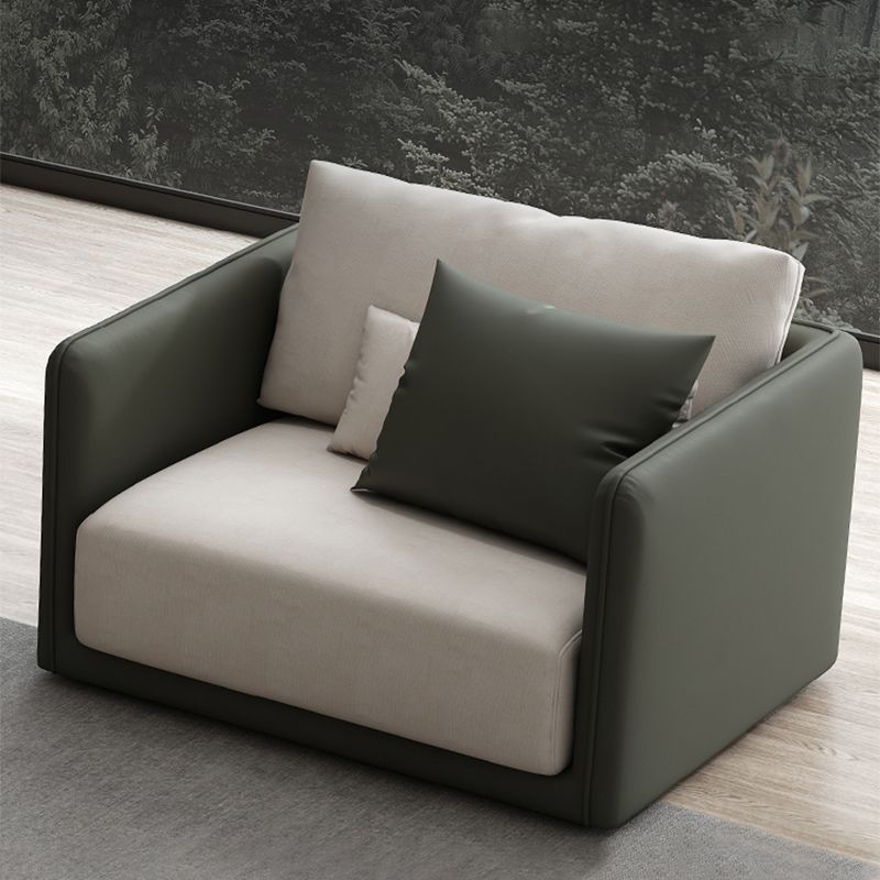 Contemporary Faux Leather Sofa Square Arm Cushion Back  Sectional for Living Room