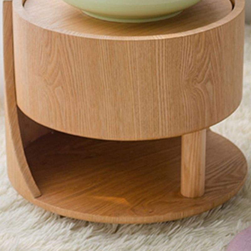 Traditional Side End Snack Table with Shelf and Tray Top for Bedroom