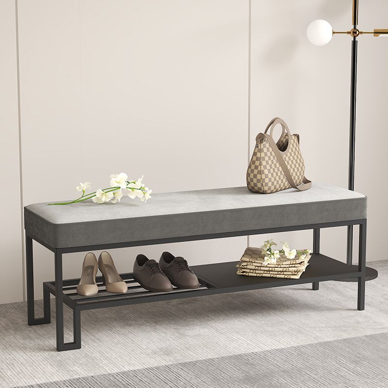 Modern Entryway Bench Cushioned Metal Rectangle Seating Bench