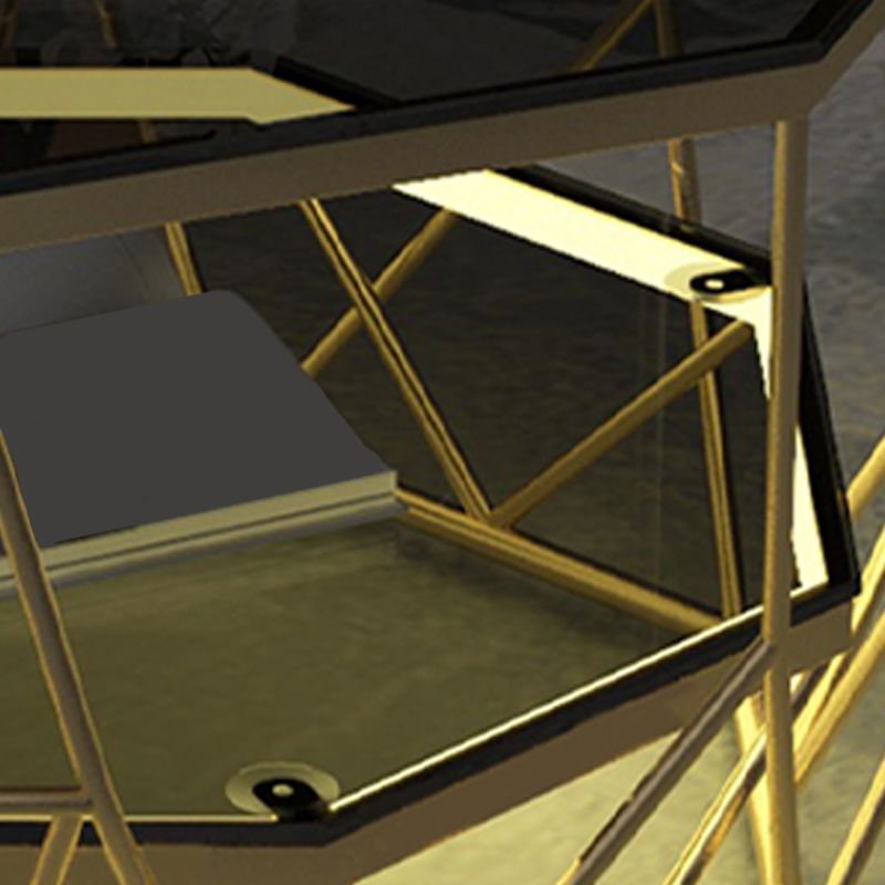 Modern Frame Coffee Table Glass Top Cocktail Table 17.71 Inch High