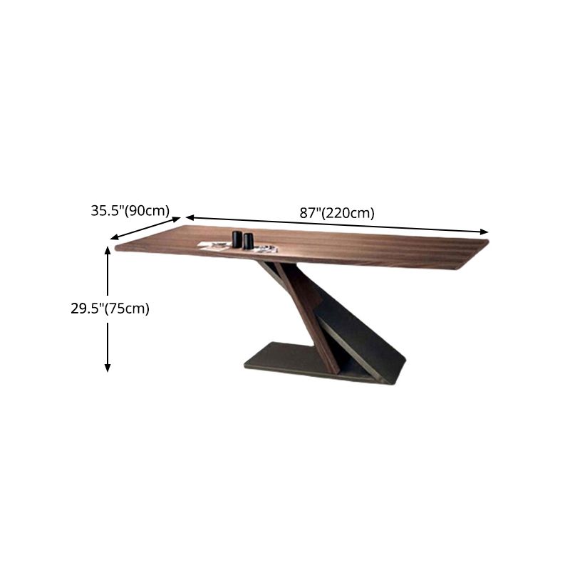 Industrial Pine Wood Table for Restaurant Rectangle Dining Table with Pedestal Base