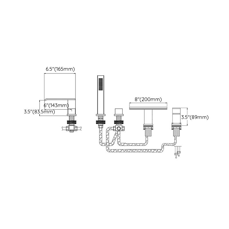 Modern Style Roman Tub Filler Deck-Mount Low Arc Copper Roman Tub Filler