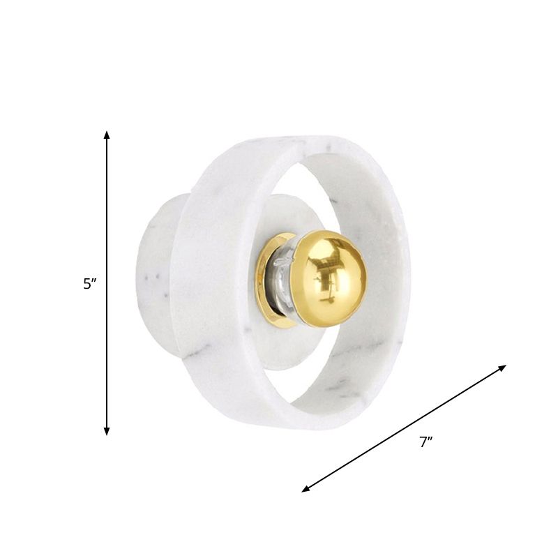 White-Gold Circle SCONCE Lighting Designer 1 bol Marble Wand gemonteerd verlichtingsarmatuur