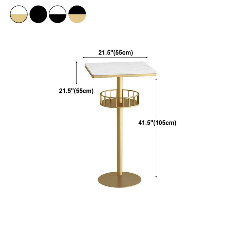 Marble Indoor Glam Bar Dining Table Iron Bistro Table with Single Pedestal