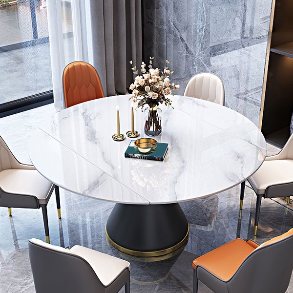 Modern Stone Foldable Dining Table Metal Base for Dining Room