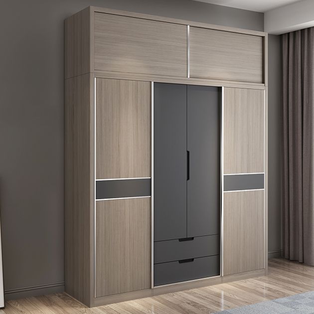 Sliding Contemporary Wardrobe Armoire Wooden Storage Cabinet with Shelves
