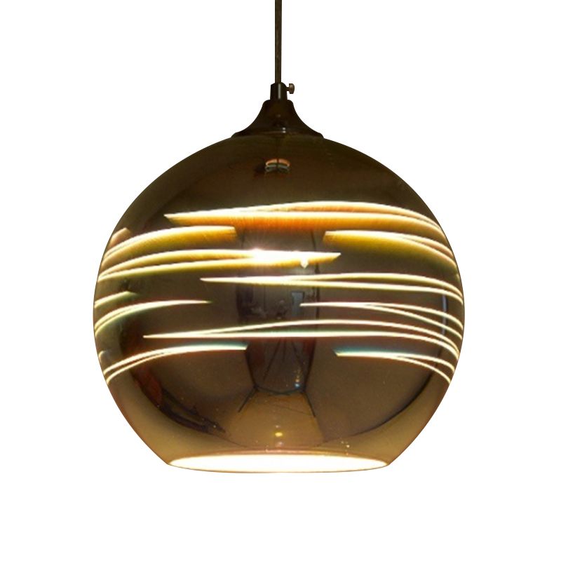 Lampada a sospensione in vetro 3-D Globe Contemporary 1 Light Crome/Gold Hanging Light, largo 6 "/8"/10 "