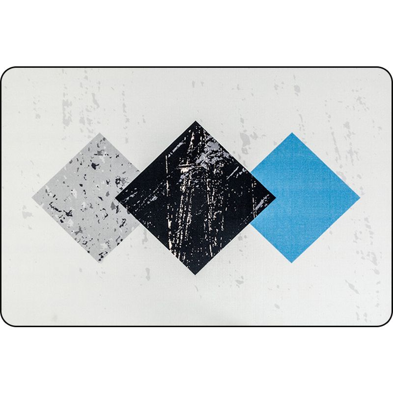 Modern Geometric Pattern Rug Grey Polyester Rug Non-Slip Pet Friendly Washable Are Rug for Living Room