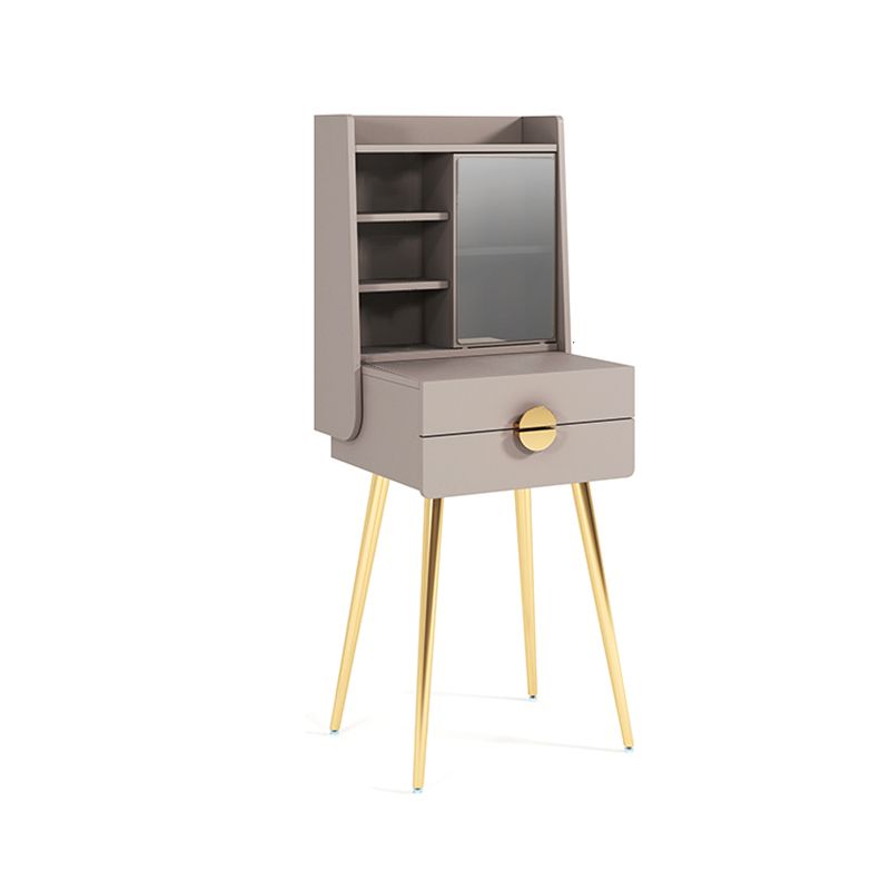 Contemporary Wood Makeup Vanity Set 2-Drawer Dressing Table With Mirror