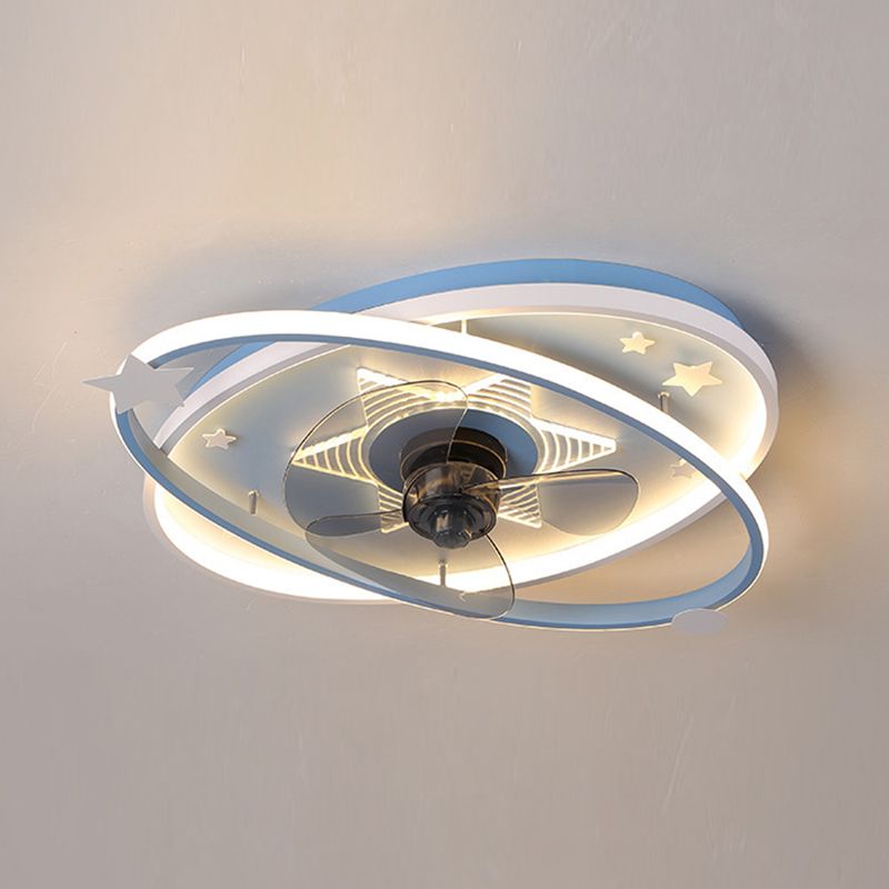 3-Blade Children LED Ceiling Fan Blue/pink Fan with Light for Foyer