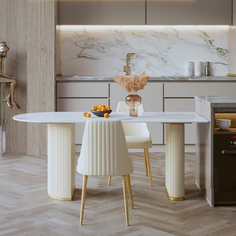 Sintered Stone White Dining Table Traditional Luxury Dining Table for Home Use