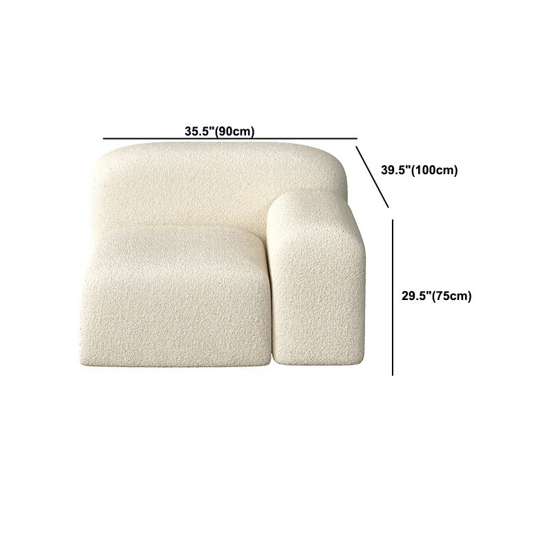 Contemporary Style Stationary Sofa Wool Rolled Arm Sofa in White