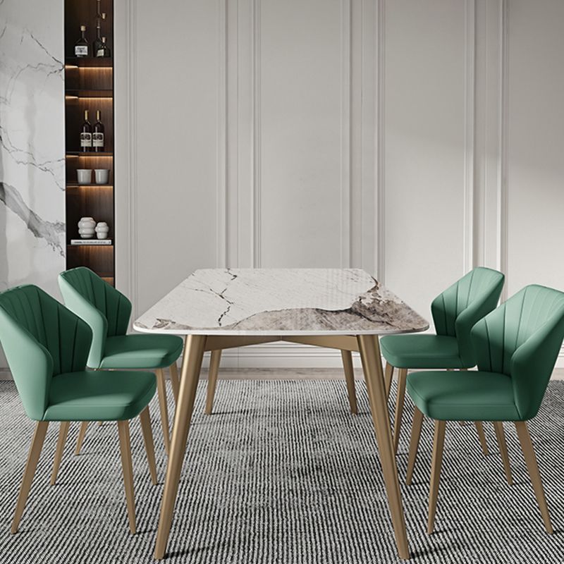 Glam Dining Table Set 1/3/4/5/7 Pcs Rectangle Sintered Stone Dining Table with Chairs