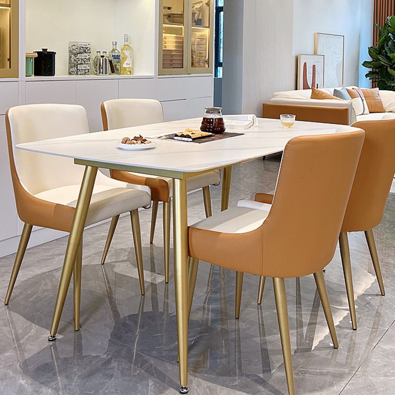 Glam 4 Legs Dining Room Table Sintered Stone Table for Kitchen