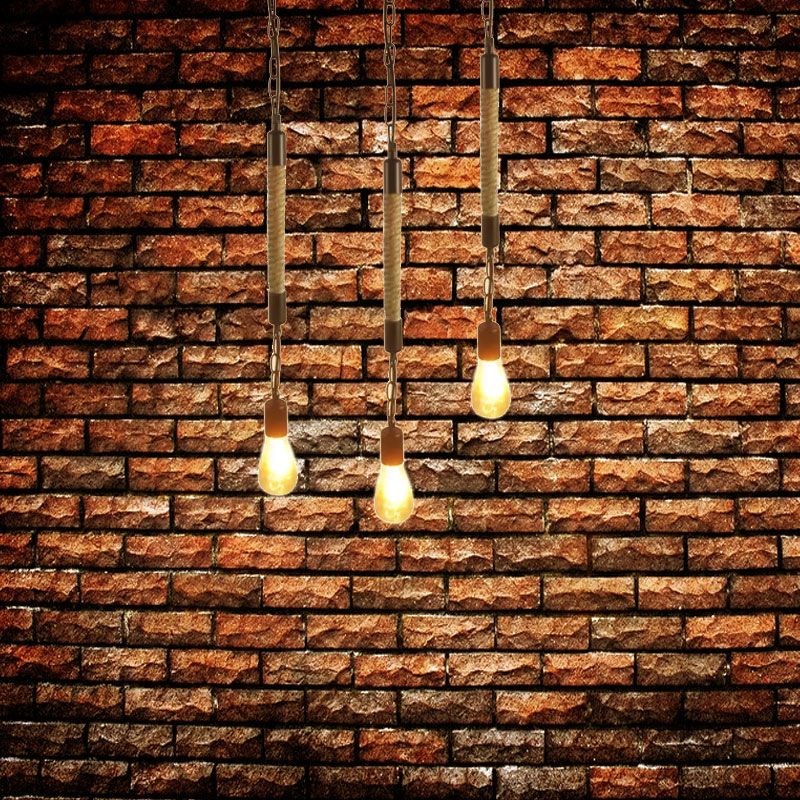 1 luce a sospensione a bulbo nudo a sospensione industriale con corda di canapa di canapa per il ristorante