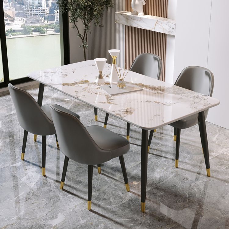 1/5/7 PCS Metal Modern Dining Room Ensemble avec ensemble de table de table rectangle