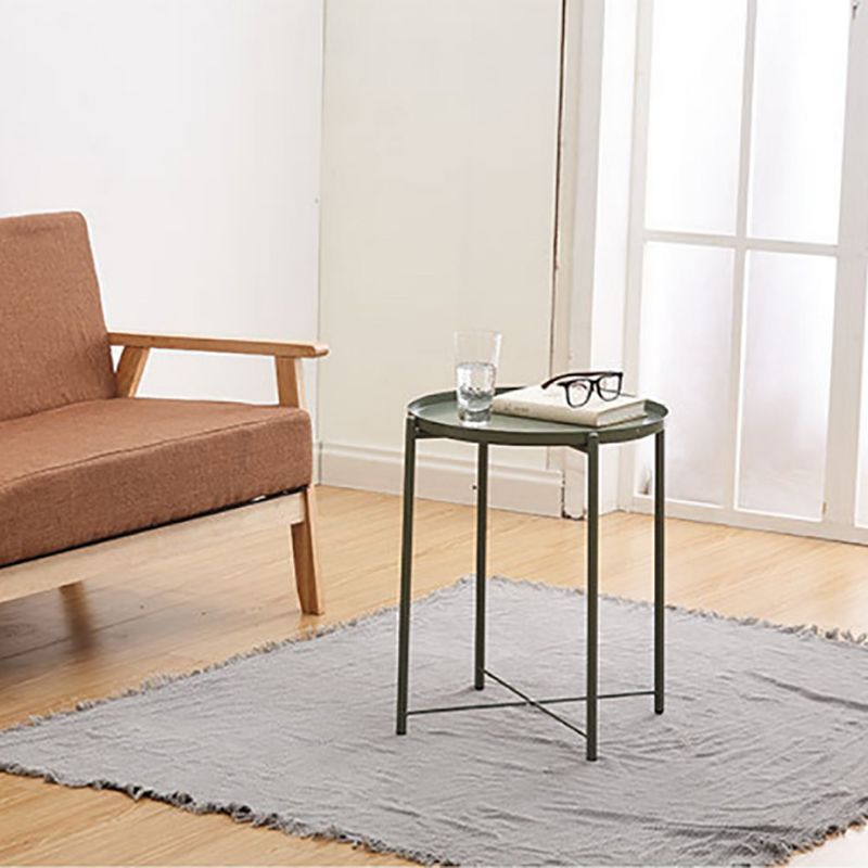 1 Single Modern Round Metal Coffee Table with Four Legs for Living Room