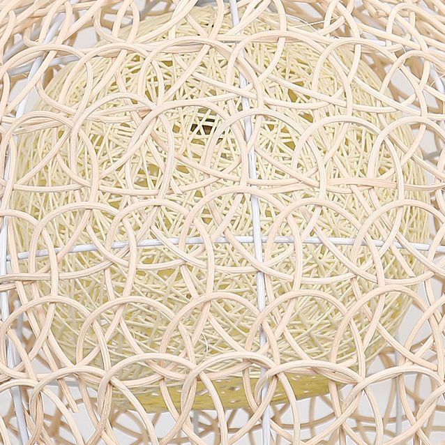 Doppeler Rattan Schatten Kuppel hängende helle asiatische Style Handwebende 1-Licht-Anhänger mit 39,3 "verstellbarer Draht