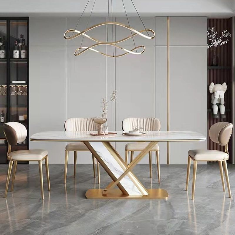 Glam Upholstered Dining Chair Open Back Dining Chair with Metal Legs