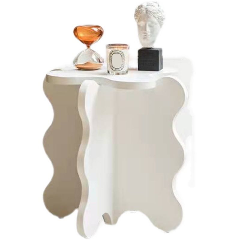 Modern Style Colored Irregular Side Table Faux Wood End Table Set