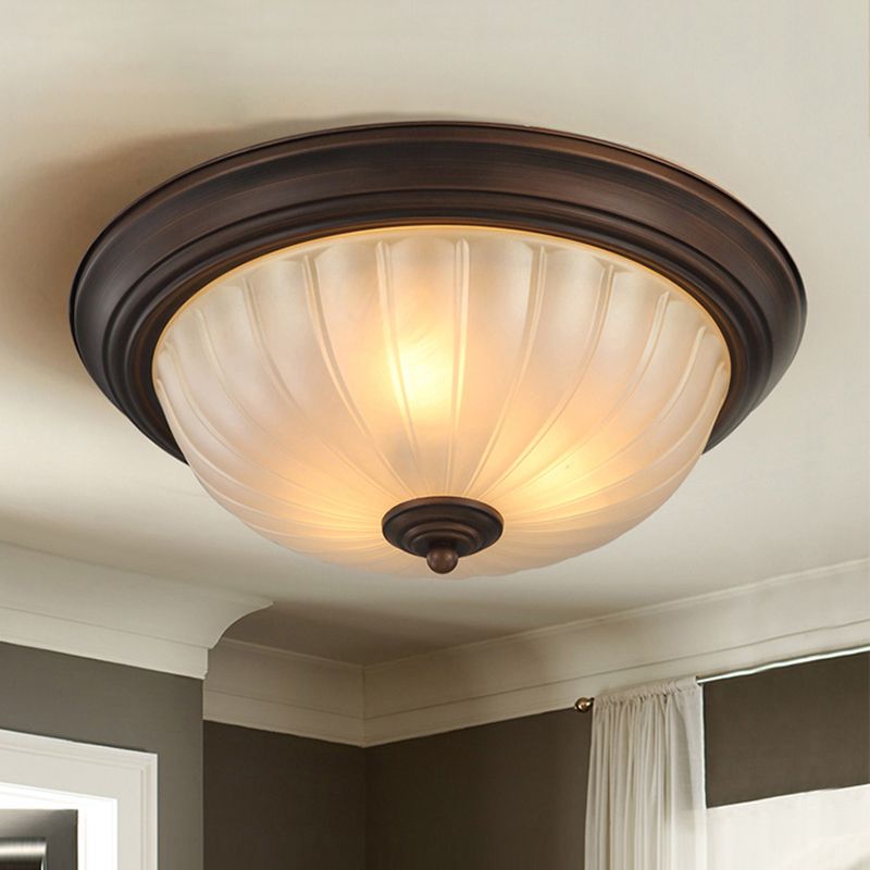 Classic Dome Shaped Ceiling Lighting Frosted Glass Flush Mount Light Fixture for Bedroom