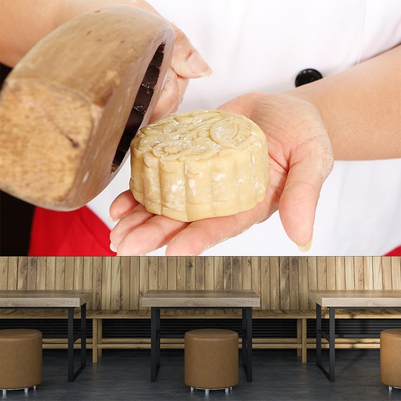 Mooncake Mural Wallpaper Simple Mildew Resistant Commerce Shop Decoration