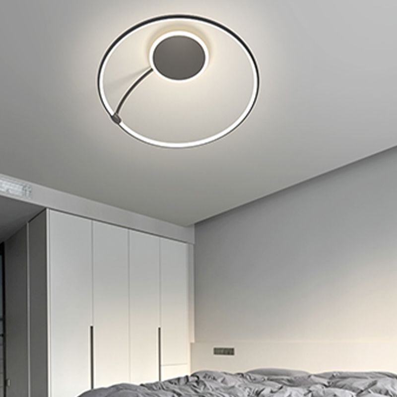 Nordic Metal Ceiling Light Circle 2 Lights Flush Mount Ceiling Light for Bedroom