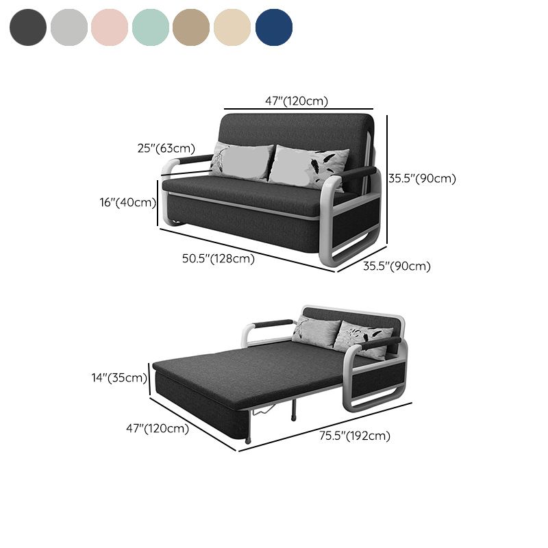 Fabric Square Arms Futon Sleeper Sofa Pillow Included Loveseat