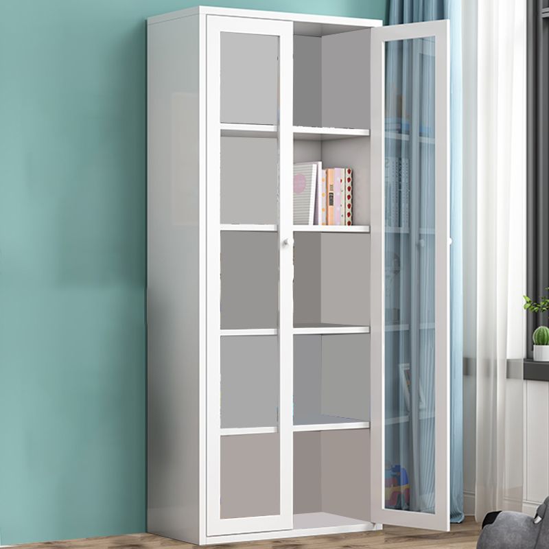 Contemporary Storage Cabinet Antique Finish Side Cabinet with Glass Paned